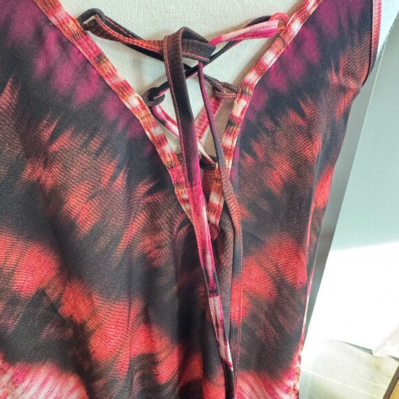 Prana Red Tie Dye Lace Back Tank Dress - Picture 10 of 11